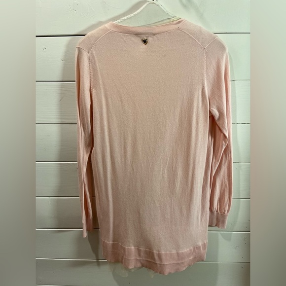 TWINSET baby pink cardigan with tulle hem size M - Picture 7 of 14